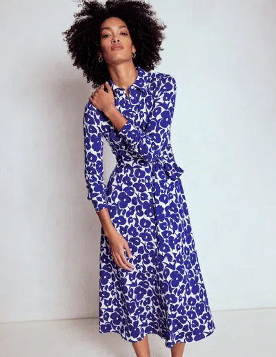 Boden Marcia Jersey Shirt Dress-bright Blue, Leafy Grove Female