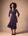 Boden Marcia Jersey Shirt Dress French Navy, Painted Dot  In Purple