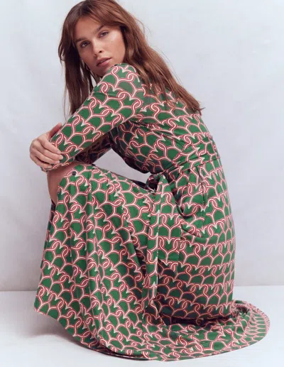 Boden Marcia Jersey Shirt Dress Hunter Green, Heart Link