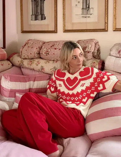 Boden Margot Puff Sleeve T Shirt Warm Ivory Hearts  In Multi