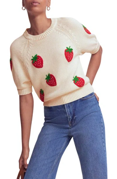 Boden Margot Short Sleeve Strawberry Sweater In Multi