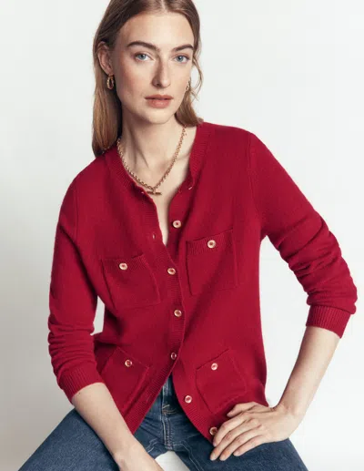 Boden Marianne Strickjacke Aus Merinowolle In Rot | Grösse Xs In Red