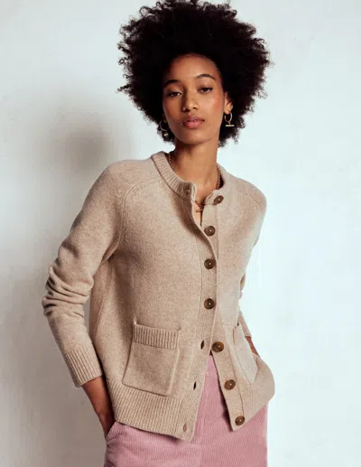 Boden Marion Merino Cardigan Linen  In Sand