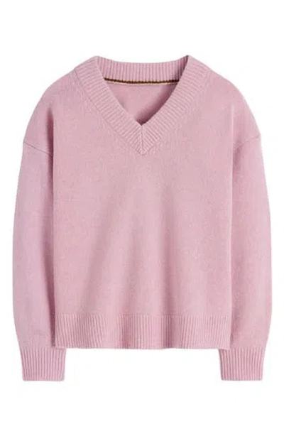 Boden Marion Merino Wool V-neck Sweater In Blush Pink