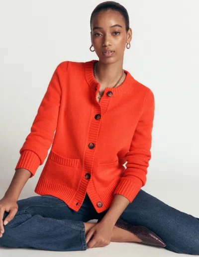 Boden Marta Strickjacke Aus Merinowolle-abend In Rot | Grösse Xs In Orange