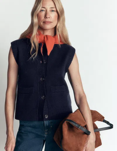 Boden Marta Weste Aus Merinowolle In Blau | Grösse Xs In Blue