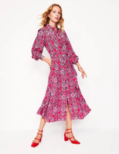 Boden Martha Godet Maxi Shirt Dressbright Ruby, Opulent Vine Women  In Bright Ruby/ Opulent Vine