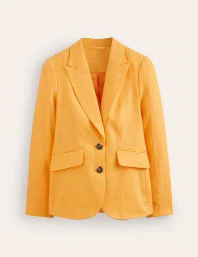 Boden Marylebone Linen Blazer Artisan Gold Women  In Orange