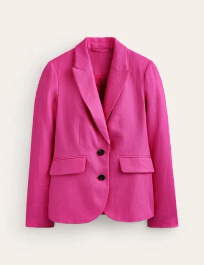Boden Marylebone Linen Blazer Pop Pansy Women  In Pink