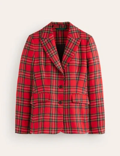 Boden Marylebone Wool Blazer Red And Blue Check Women