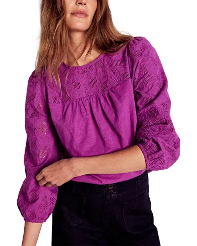 Boden May Broderie Top In Purple
