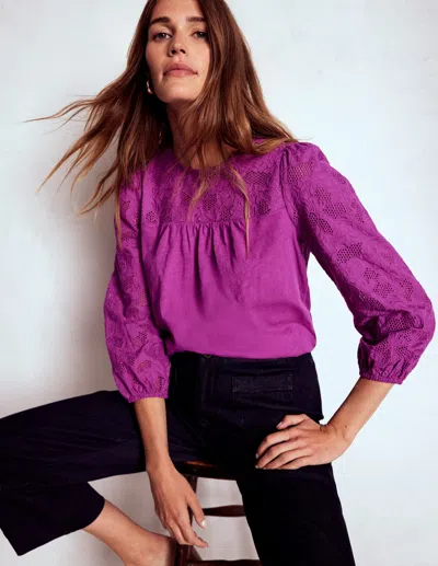 Boden May Broderie Top-regal Purple Female