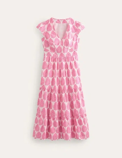 Boden May Cotton Midi Tea Dress Sangria Sunset, Floret Women  In Pink