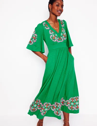 Boden Maya Embroidered Kimono Dressrich Emerald, Embroidered Women  In Rich Emerald/ Embroidered
