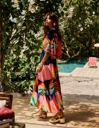 Boden Maya Kimono Jersey Maxi Dressmulti, Paradise Parrot Women  In Multi