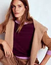 Boden Meg Saddle Sleeve Sweater Purple, Colour Block  In Brown