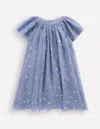 Boden Mehrlagiges Tüllkleid-blau Goldfolien-sterne In Blue