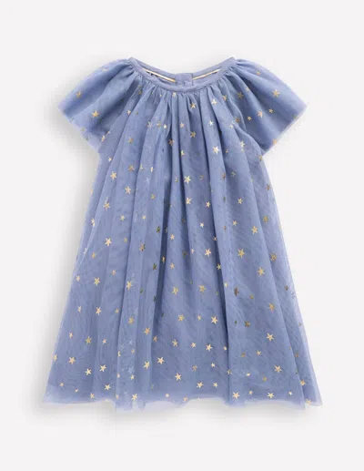 Boden Babies' Mehrlagiges Tüllkleid-blau Goldfolien-sterne In Blue