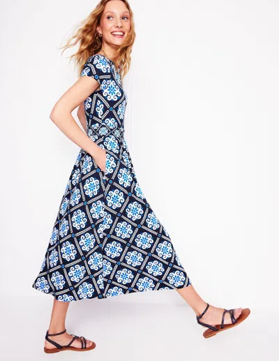 Boden Melanie Jersey Midi Dress-french Navy, Baroque Tile Female  In Blue