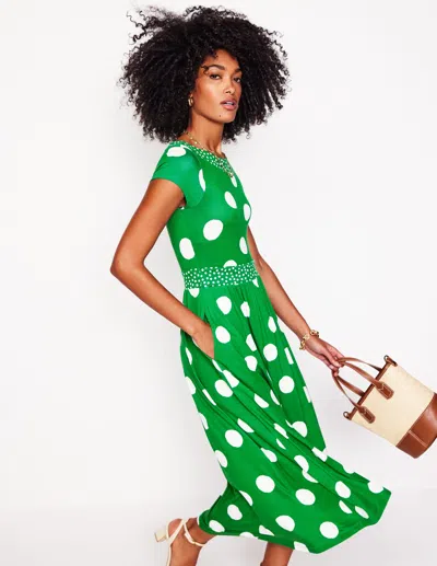 Boden Melanie Jersey Midi Dress-rich Emerald, Abstract Dot Female