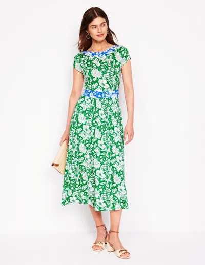Boden Melanie Jersey Midi Dressrich Emerald, Wildflower Trail Women  In Green