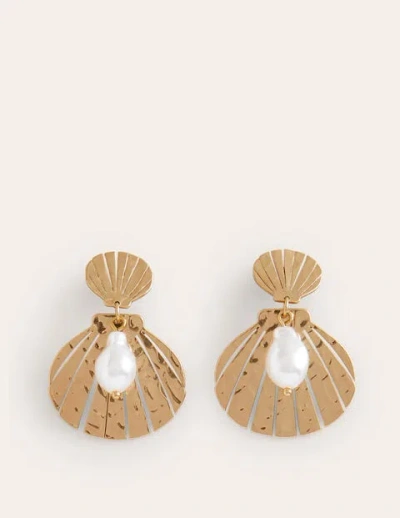 Boden Metal Cut-out Earrings Shell Women  In Gold