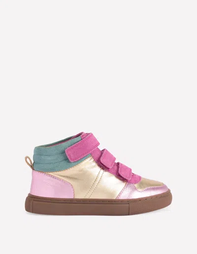 Boden Kids' Metallic High Tops-gold And Pink Metallic Female  In Multi