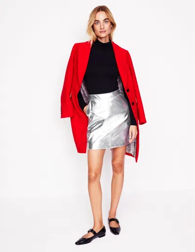 Boden Metallic Pu Skirtsilver Women