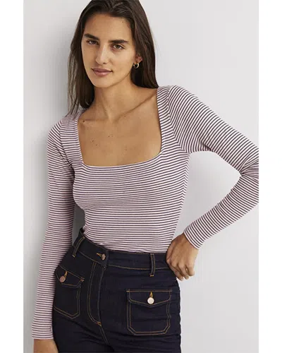 Boden Metallic Stripe Top In Pink