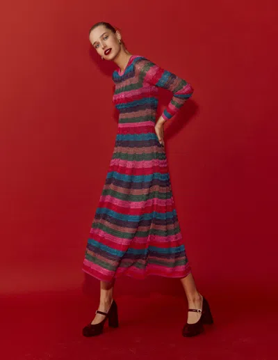 BODEN METALLIC WAVE DRESS MULTI STRIPE BODEN