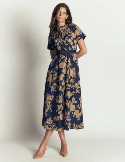 Boden Midikleid Aus Einem Schnittteil-französisches Marine, Bouquet In Blau | Grösse 48 In Blue