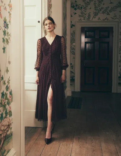 Boden Midikleid Aus Tüll Mit Faltendetail In Kirsche | Grösse 30 In Brown