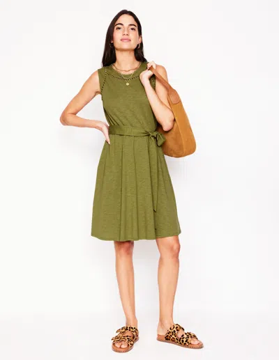 Boden Mila Trim Short Jersey Dressdeep Olive Women  In Deep Olive