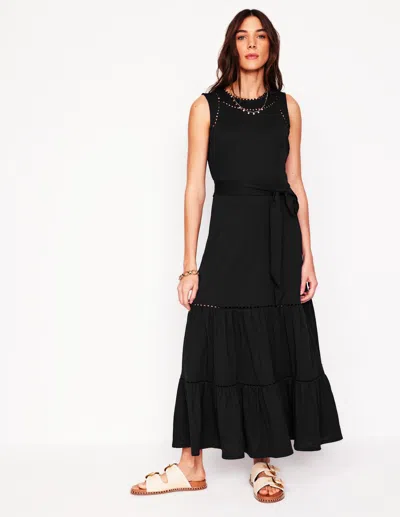 Boden Mila Gestuftes Jerseykleid Mit Besatz-schwarz In Black