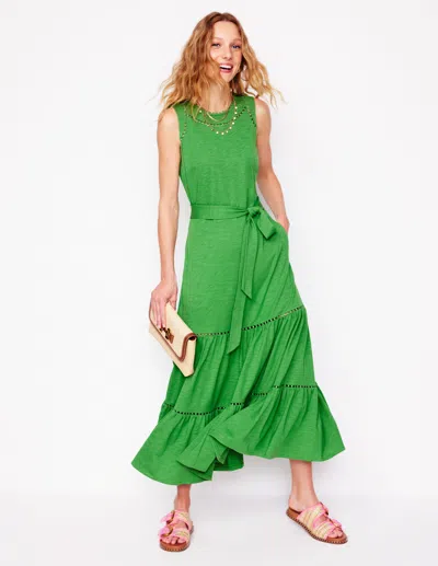 Boden Mila Trim Tiered Jersey Dress-paradise Green Female