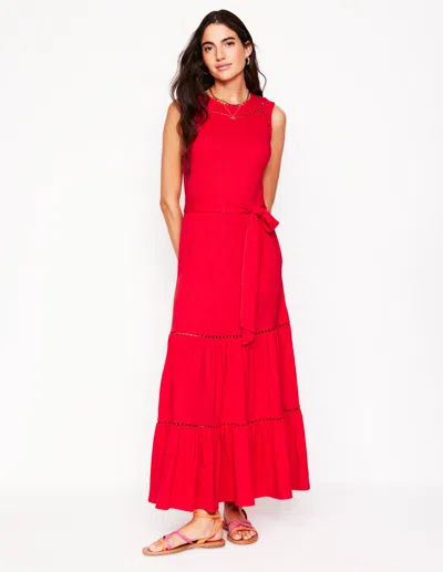 Boden Mila Gestuftes Jerseykleid Mit Besatz-anemone Honeycomb Spot In Red