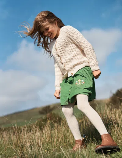 Boden Kids' Minirock Mit Knopfleiste-brokkoligrün Blumen In Neutral