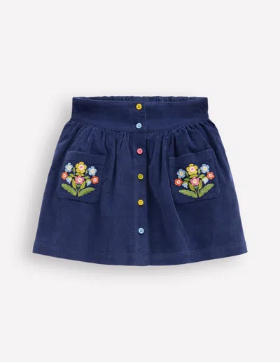 Boden Kids' Minirock Mit Knopfleiste-schuluniform-navy, Blumen In Blue