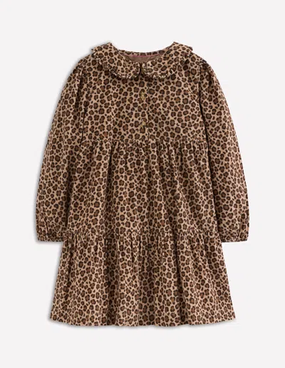 Boden Kids' Minna Collared Woven Dress Leopard  In Brown