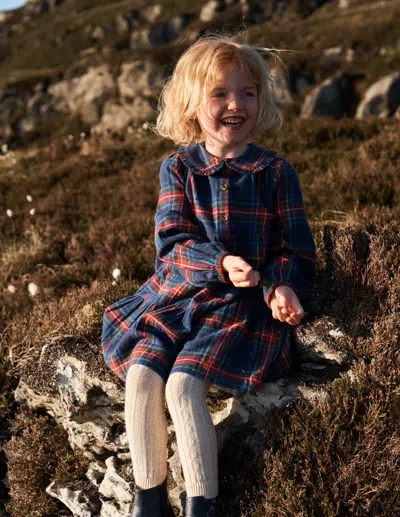 Boden Kids' Minna Gewebtes Kleid Mit Kragen-französisch Marineblau Kariert In Multi