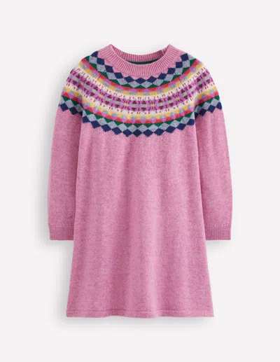 Boden Kids' Minnie Fair-isle-pulloverkleid-gedecktes Orchideenlila In Pink