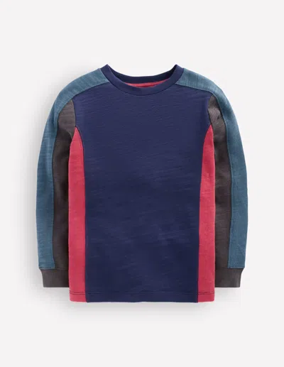 Boden Kids' Mittelschweres Langarmshirt Mit Color Blocking In Blau | Grösse 98 In Blue