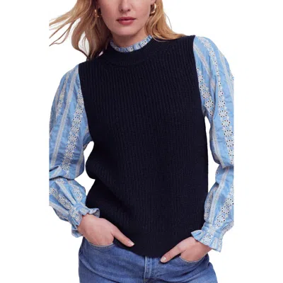 Boden Mixed Media Sweater In Blue