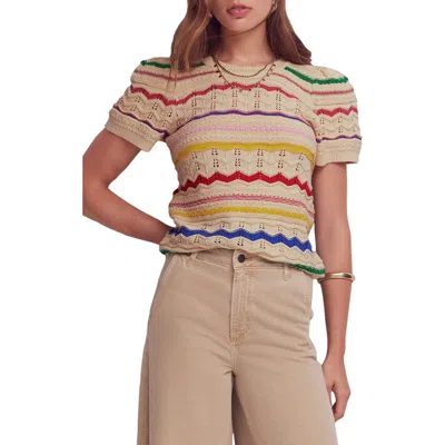 Boden Monica Stripe Pointelle Stitch Top In Brown