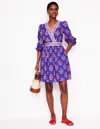 BODEN MYA COTTON SHORT DRESSBRIGHT BLUE, WILDFLOWER STAMP WOMEN BODEN