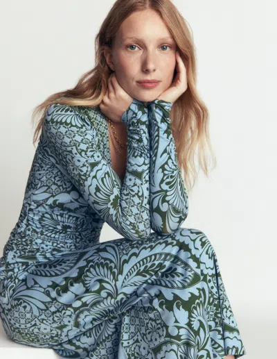 Boden Mya Gerafftes Jersey-midikleid | Grösse 30 In Multi