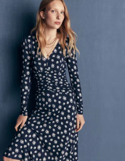 Boden Mya Gerafftes Jersey-midikleid In Blau | Grösse 30 In Blue