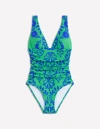 Boden Mykonos Deep V Swimsuit Green, Structured Meadow Women  In Green/ Structured Meadow