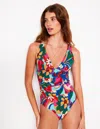 Boden Mykonos Deep V Swimsuit Multi, Blossomy Pop Women  In Multi