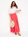 Boden Nadia Tiered Cotton Maxi Skirt In Jam Red
